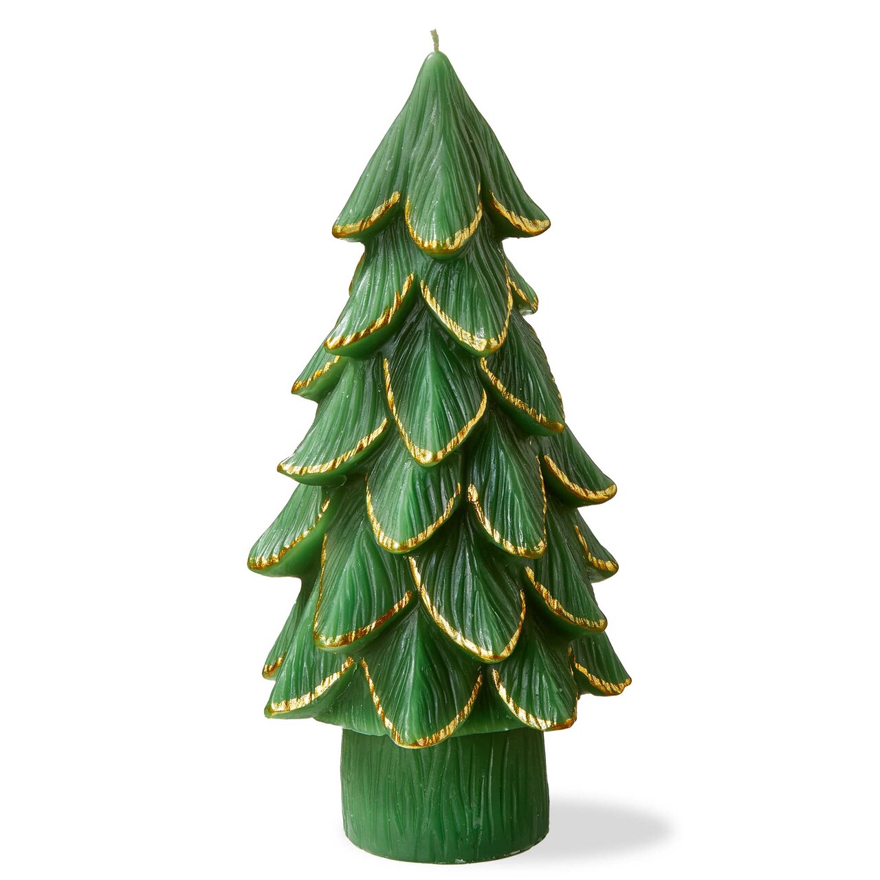 Gilded Pine Tree Candle Large Green Sculpted Novelty Candle for Christmas 5x5x10 inches Paraffin Wax